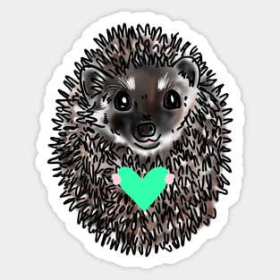 Cute Hedgehog holding a heart Sticker